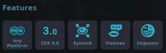 A screenshot of the &quot;Features&quot; section of an avatar in VRChat. It shows an &quot;Imposter&quot; icon, among other features.