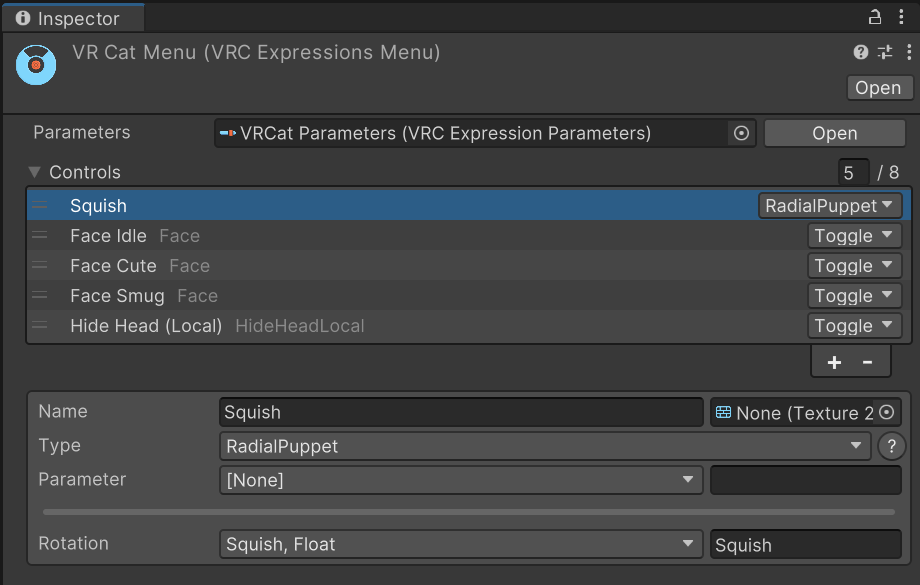 Expression parametersのデフォルトの見た目。