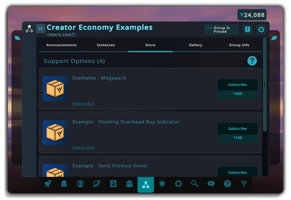 VRChat内でグループのストアページを開く Store page in-game