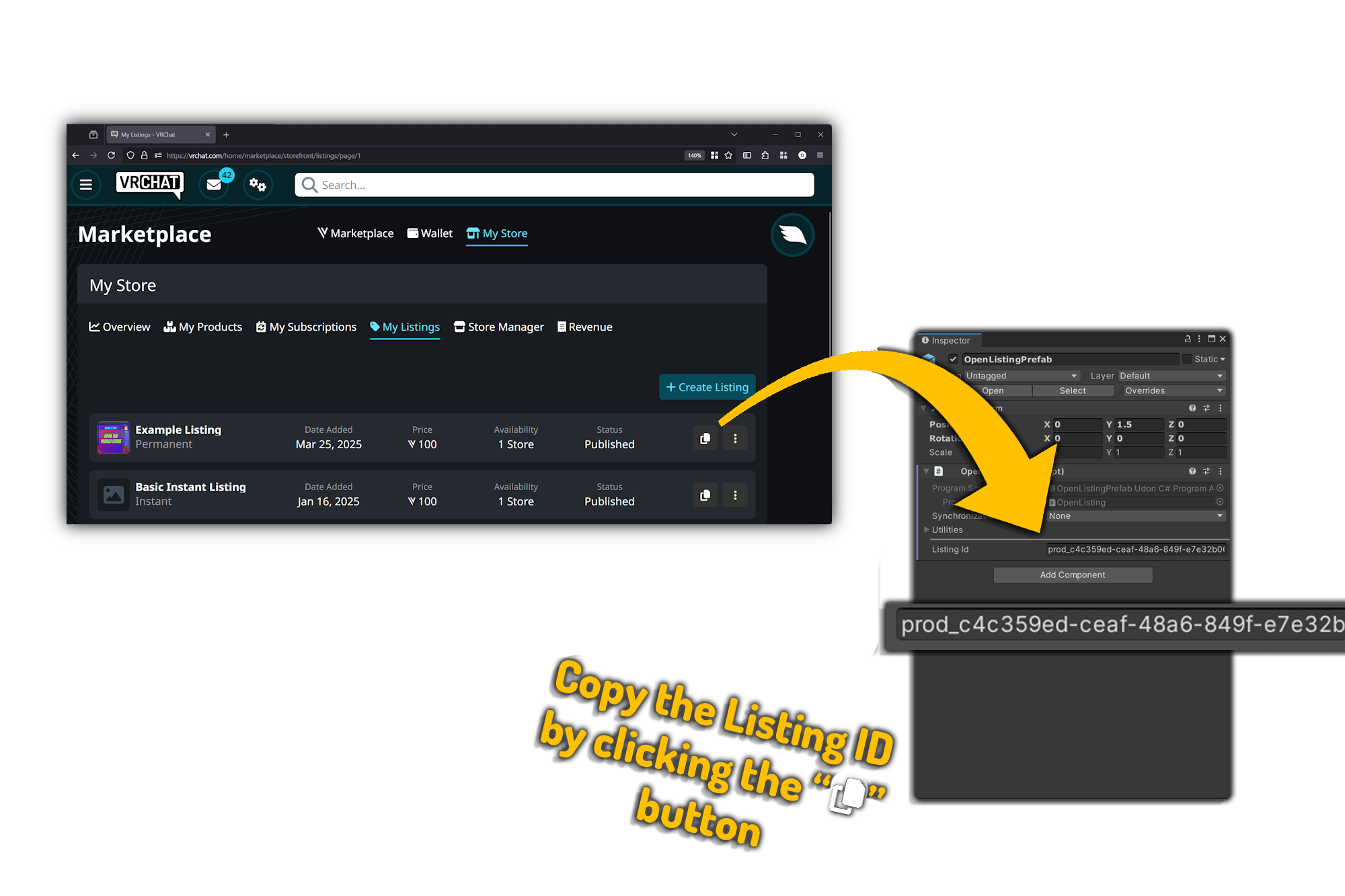 リスティングIDの入力場所 DragListingID