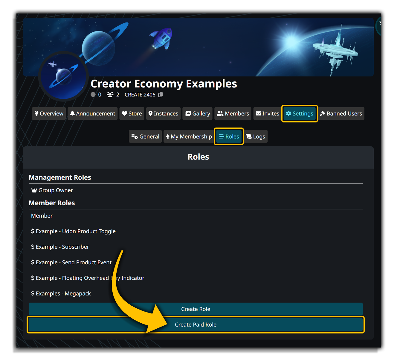 Click Create Paid Role Create paid role