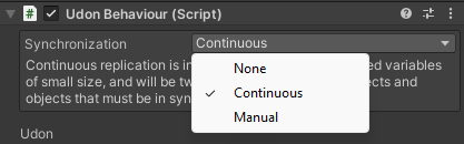 インスペクターでSync Typeを設定する方法