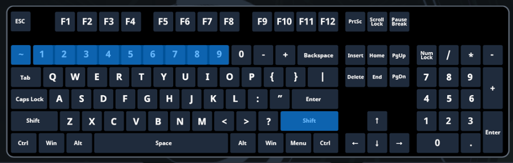 どのキーを使うかを示したキーボードの図
